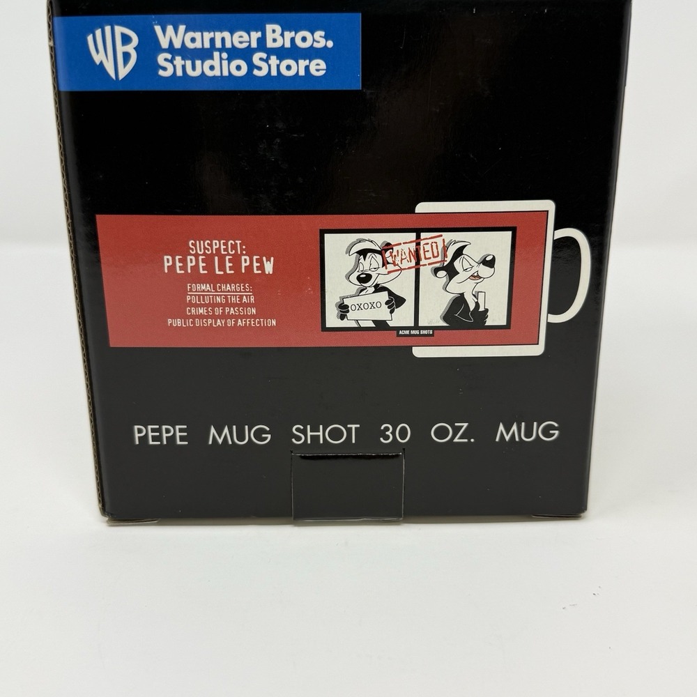 VINTAGE WARNER BROS. STUDIO STORE PEPE LE PEW JUMBO 30 OZ MUG SKUNK WANTED XOXOX - Picture 9 of 10